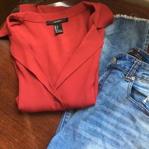 Button down / Flowey Burgundy top / Forever21